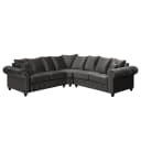 Ecksofa Grau Samt | Grau