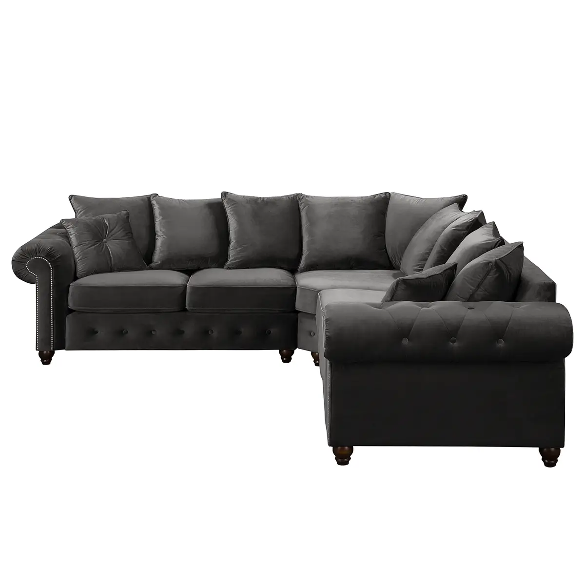 Ecksofa Grau Samt | Grau
