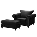 Sessel Schwarz mit Hocker | Schwarz