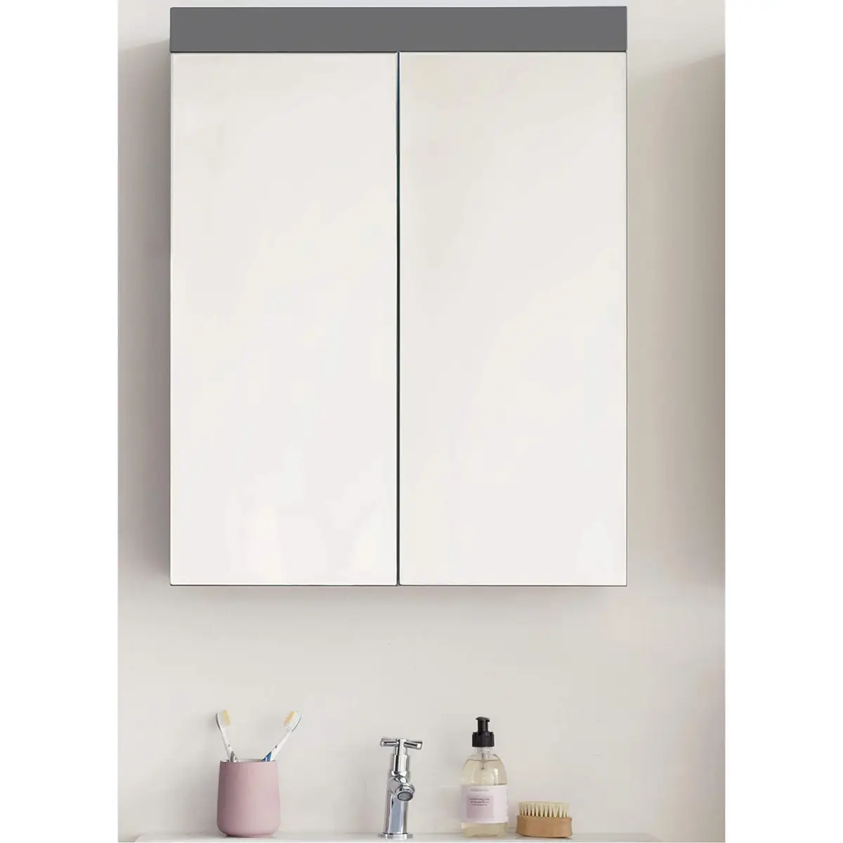 Spiegelschrank I 60 x 77 x 17cm Grau/Grau | Grau