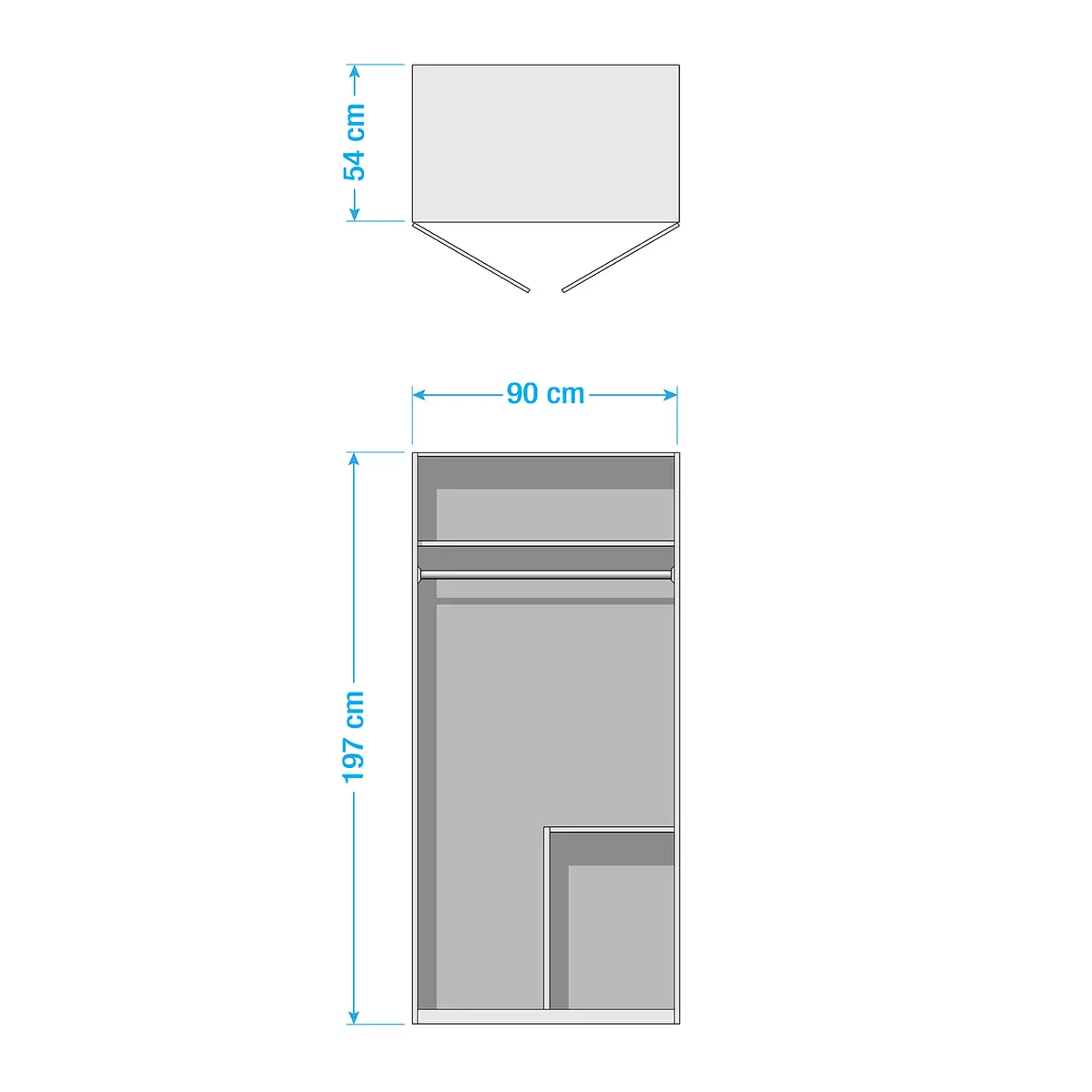 Drehtürenschrank 91cm Weiß/Alpinweiß ohne Spiegeltür/-en | Weiß