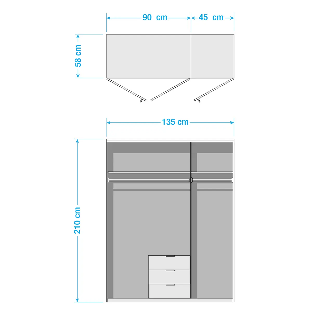 Drehtürenschrank Nadja | Weiß