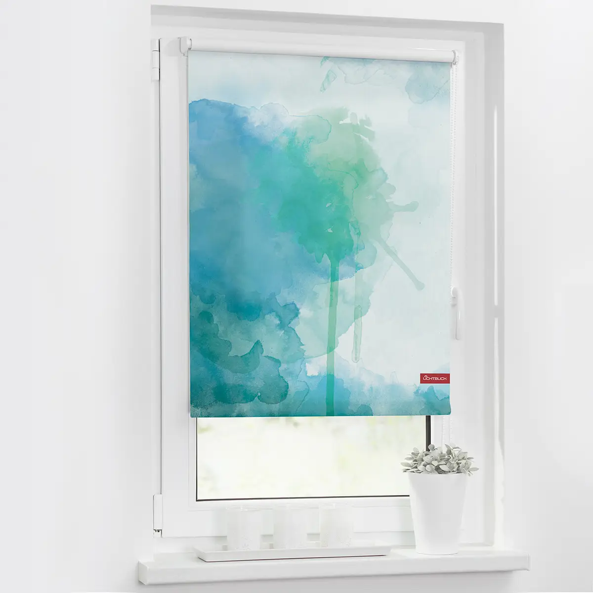 Klemmfix-Rollo Aquarell | Blau