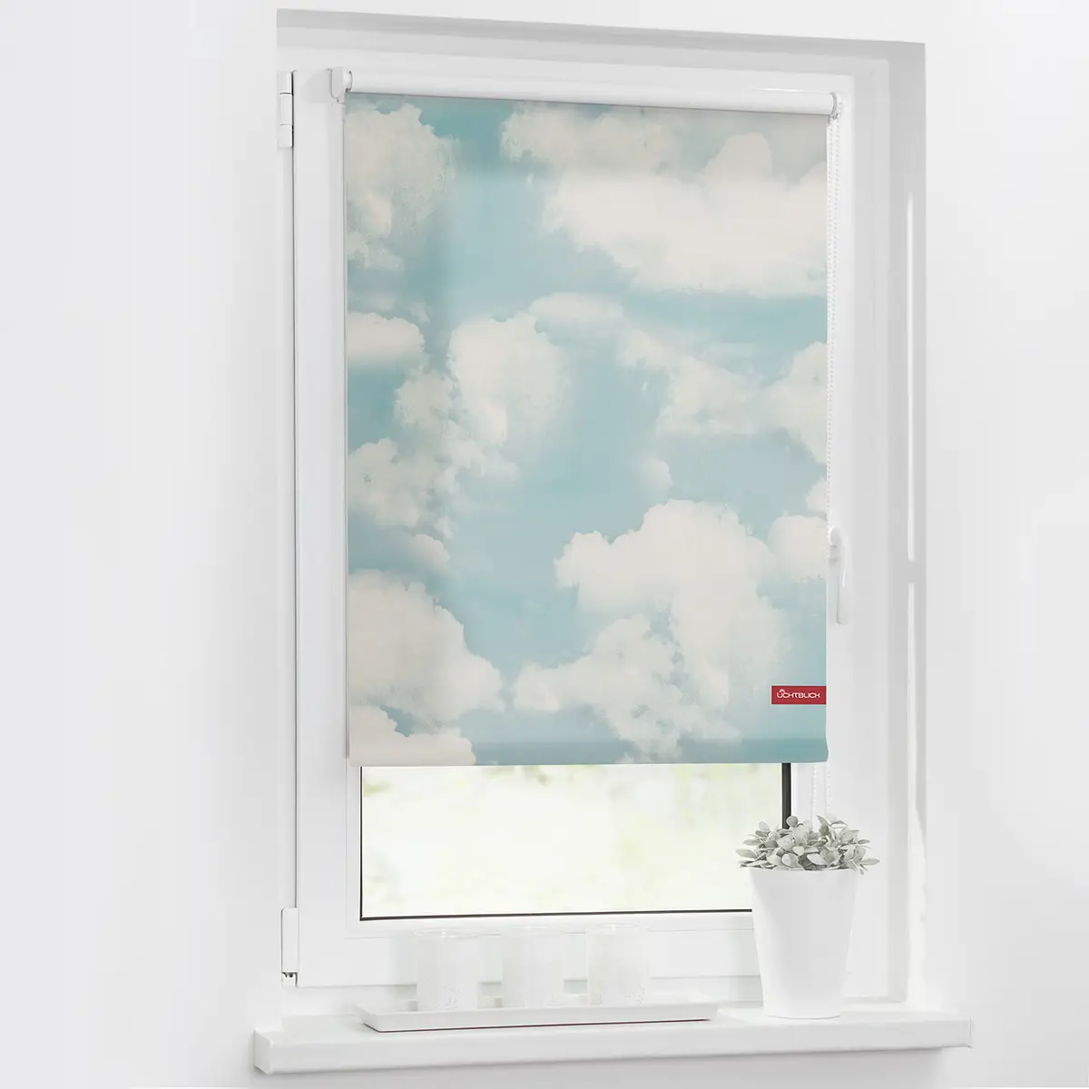 Klemmfix-Rollo Wolken | Weiß