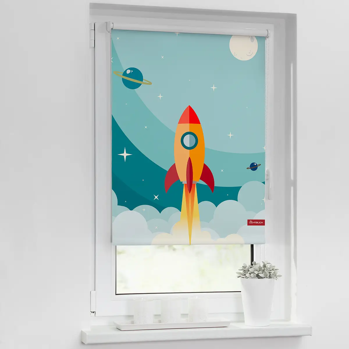 Verdunkelungsrollo Rakete | Blau