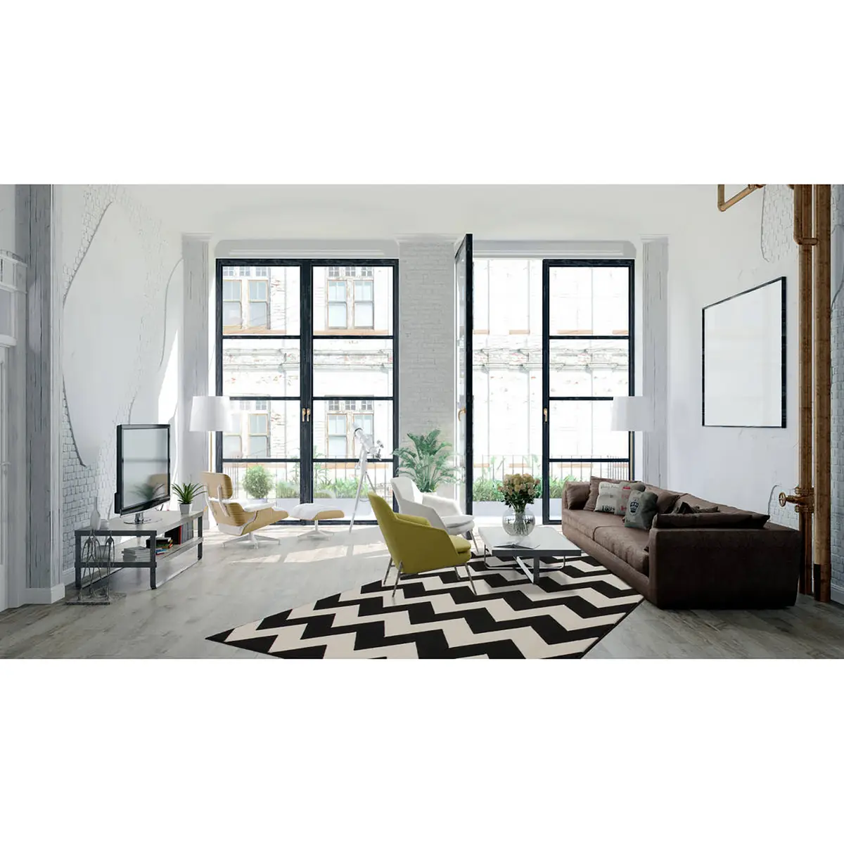 Kurzflorteppich Zig Carpet Grau Kunstfaser 120 x 170cm | Grau