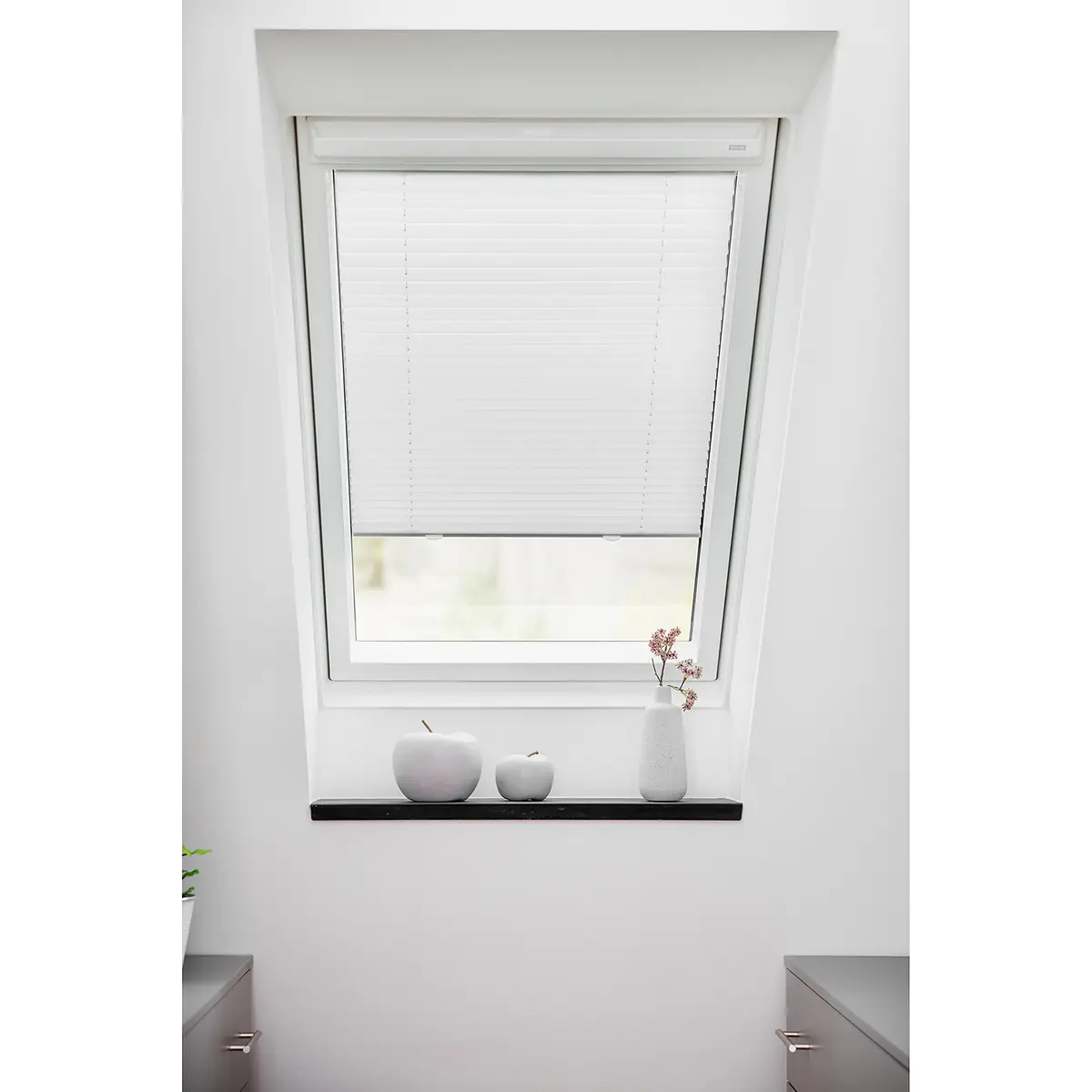 Dachfenster Plissee Haftfix | Weiß