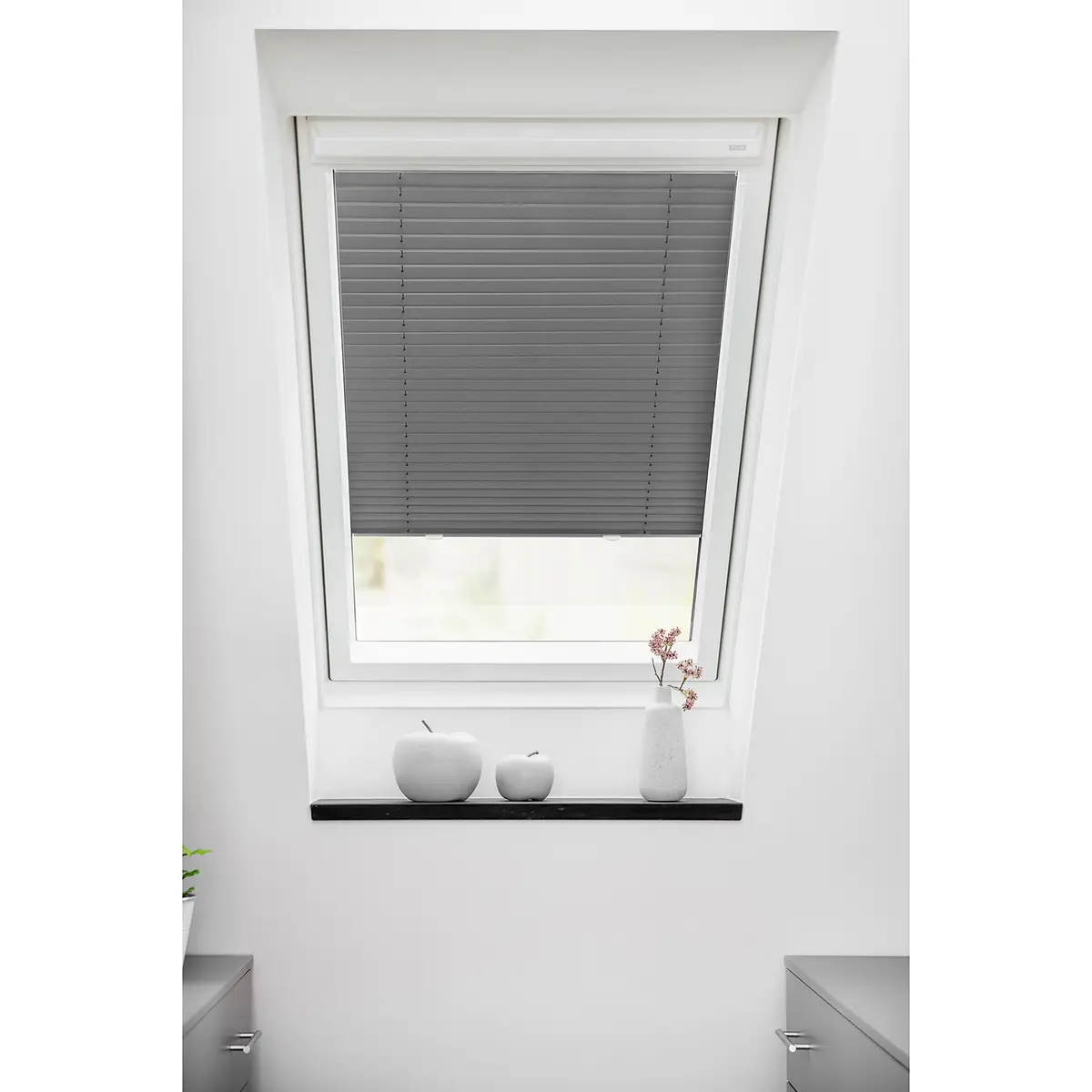 Dachfenster Plissee Haftfix | Grau