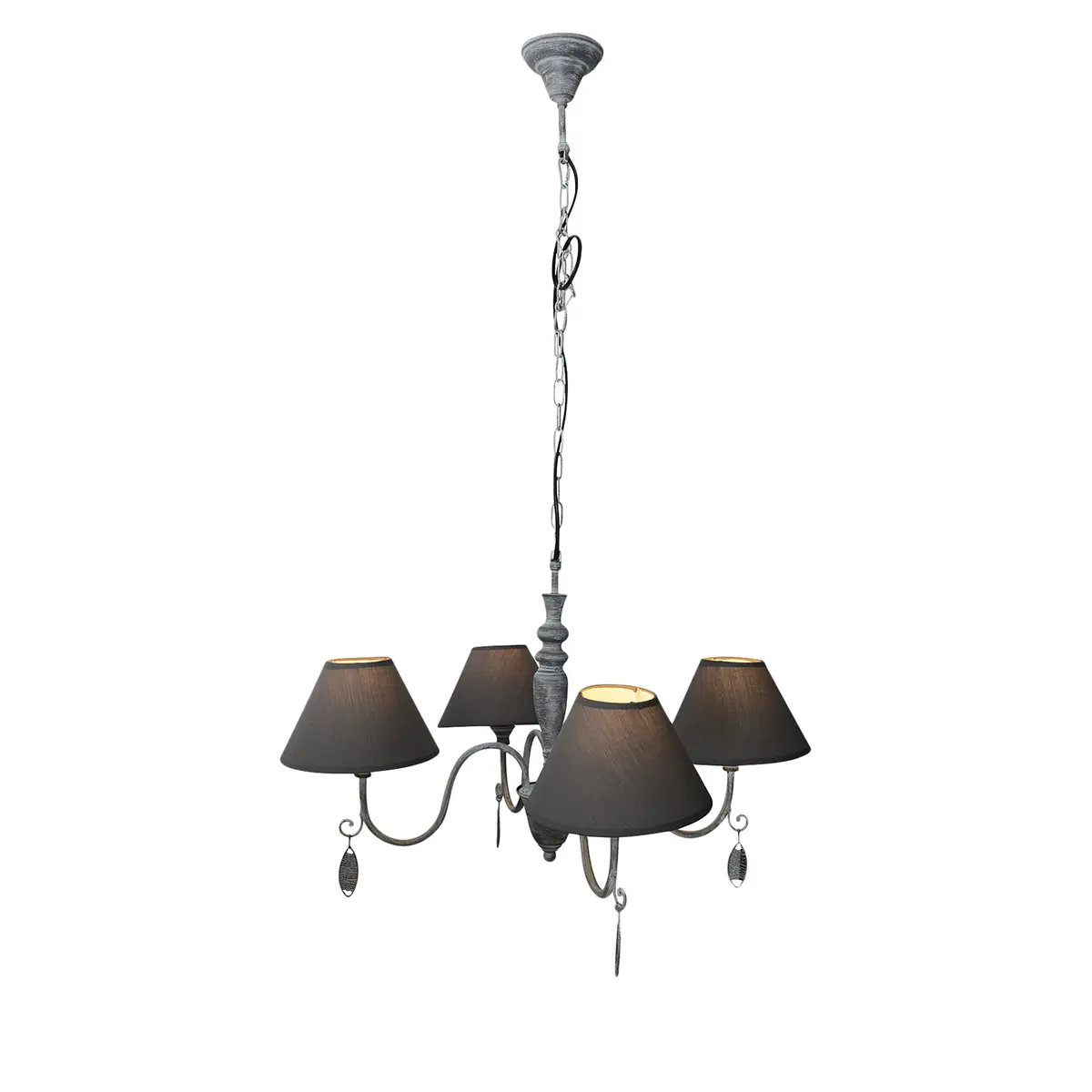 Kronleuchter Castellum Ø 55cm Grau/Grau Baumwollstoff E14