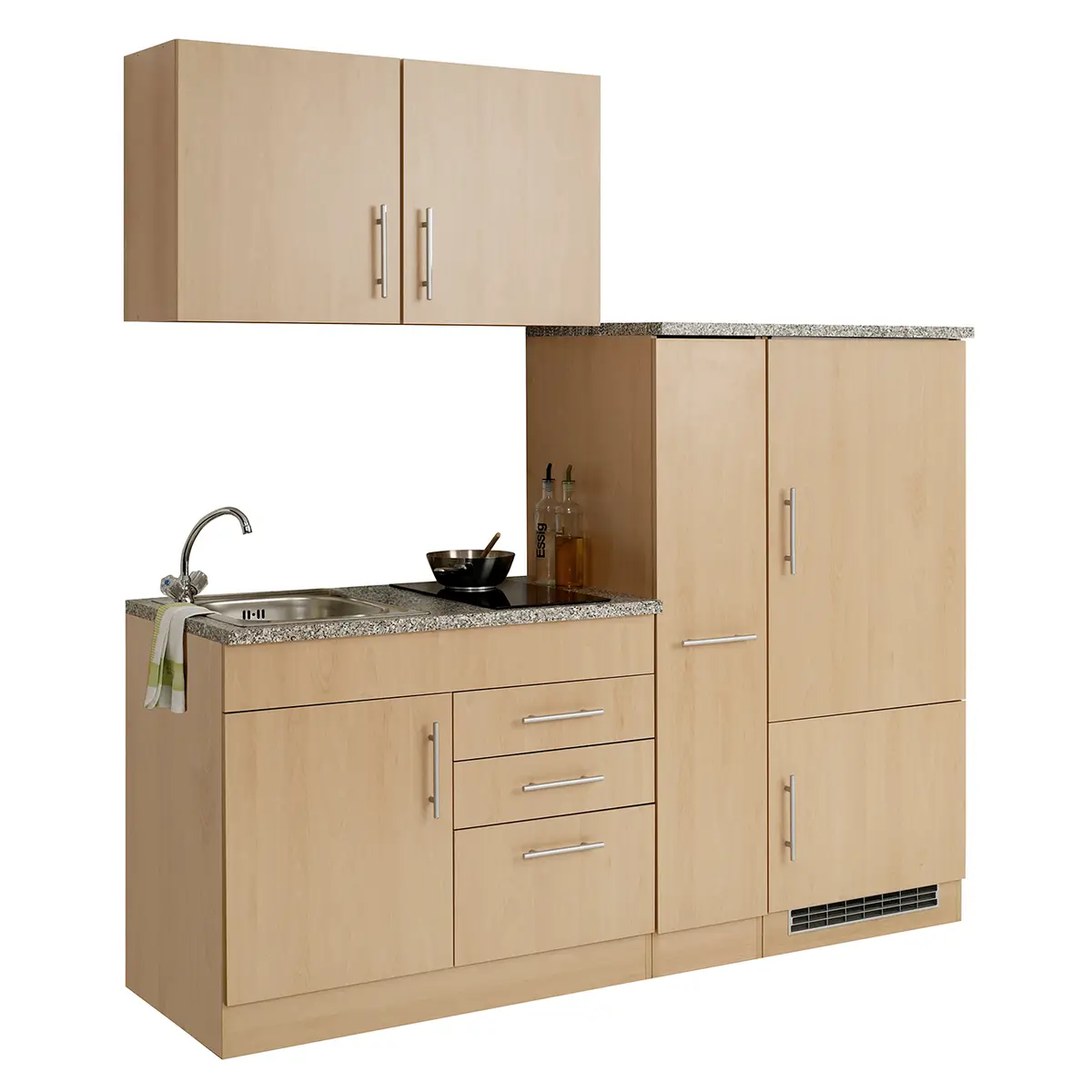 Küchenzeile II 190cm Braun/Buche Dekor Glaskeramik | Braun
