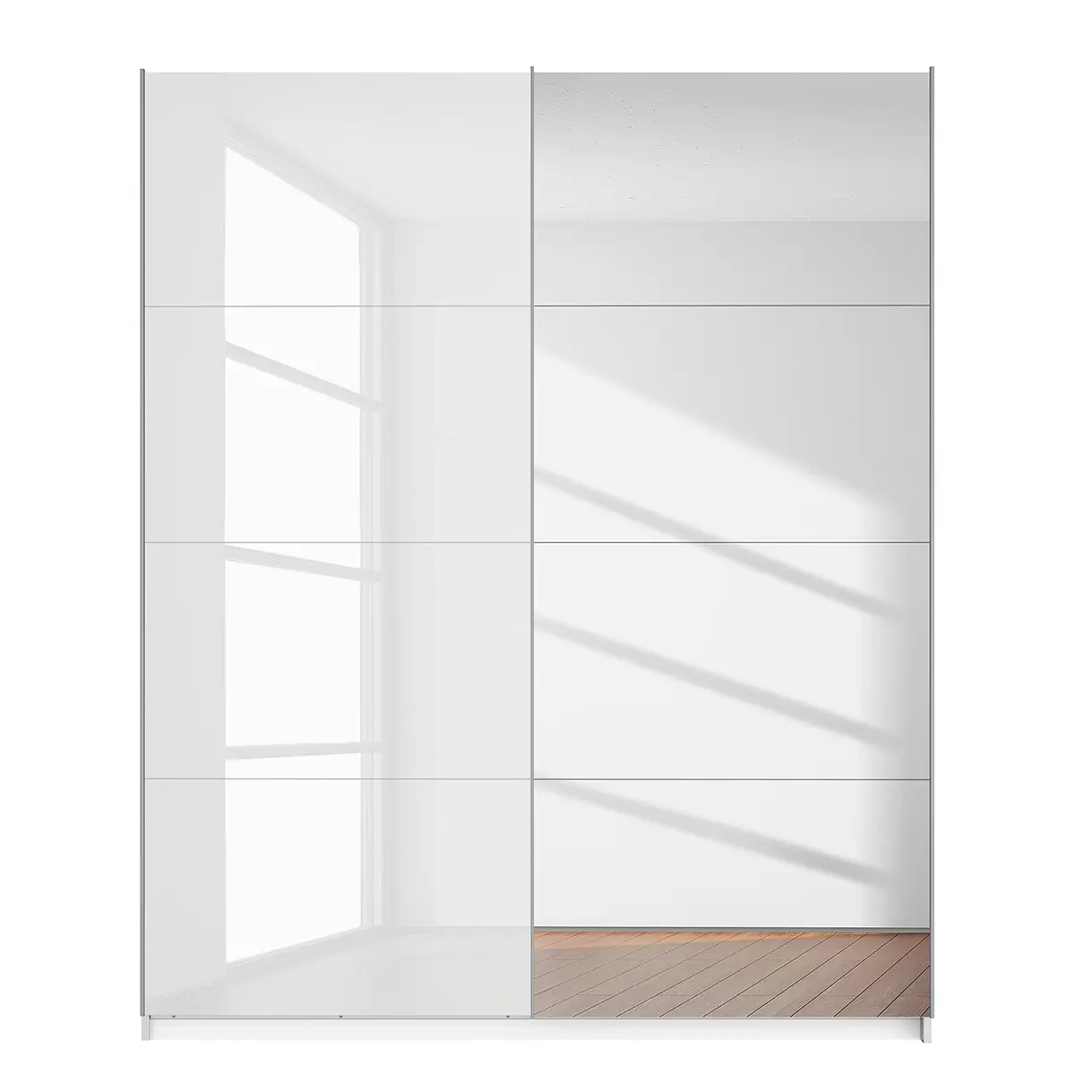 Schwebetürenschrank gloss reflect | Weiß