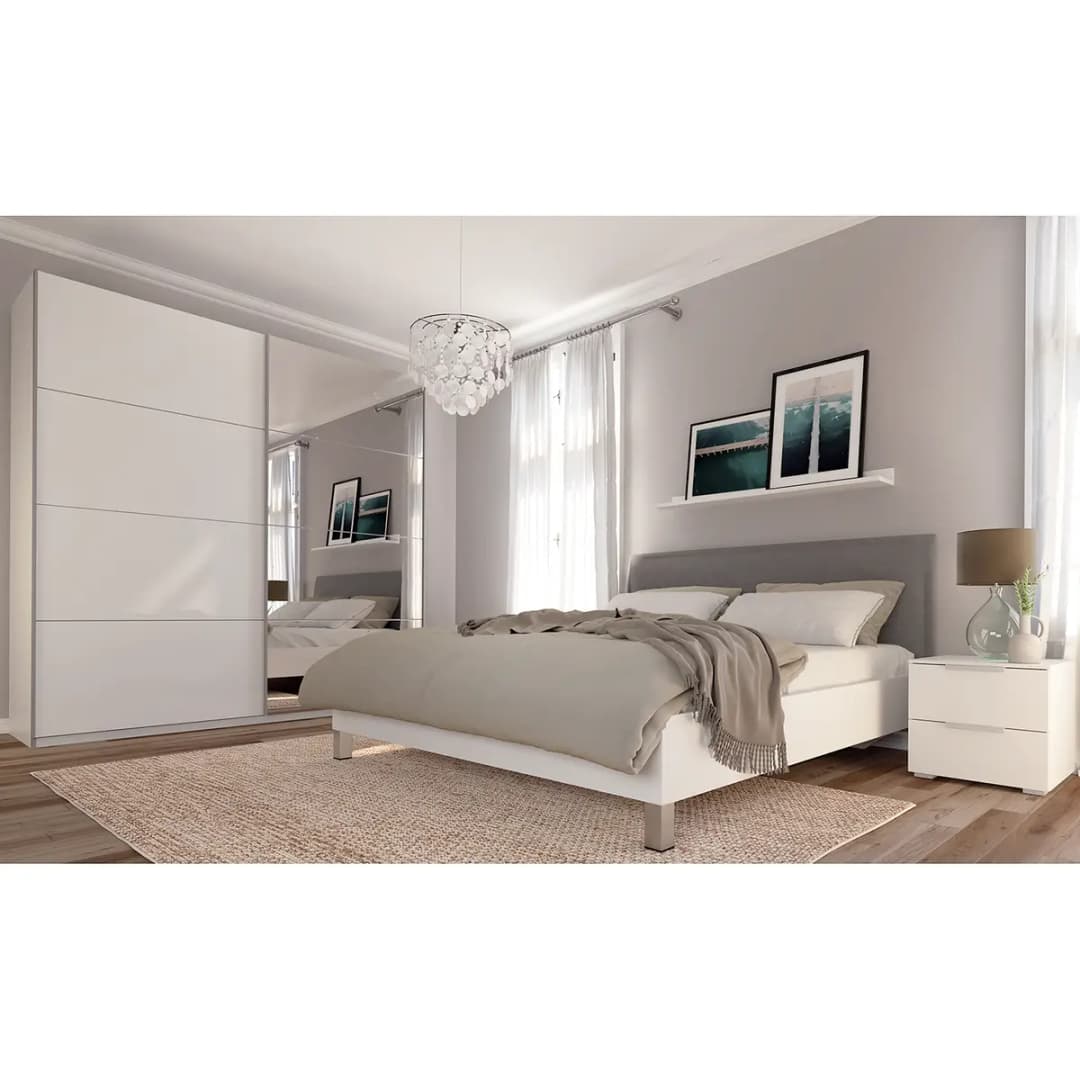 Schwebetürenschrank gloss reflect 225 x 236cm Weiß/Hochglanz Weiß 2