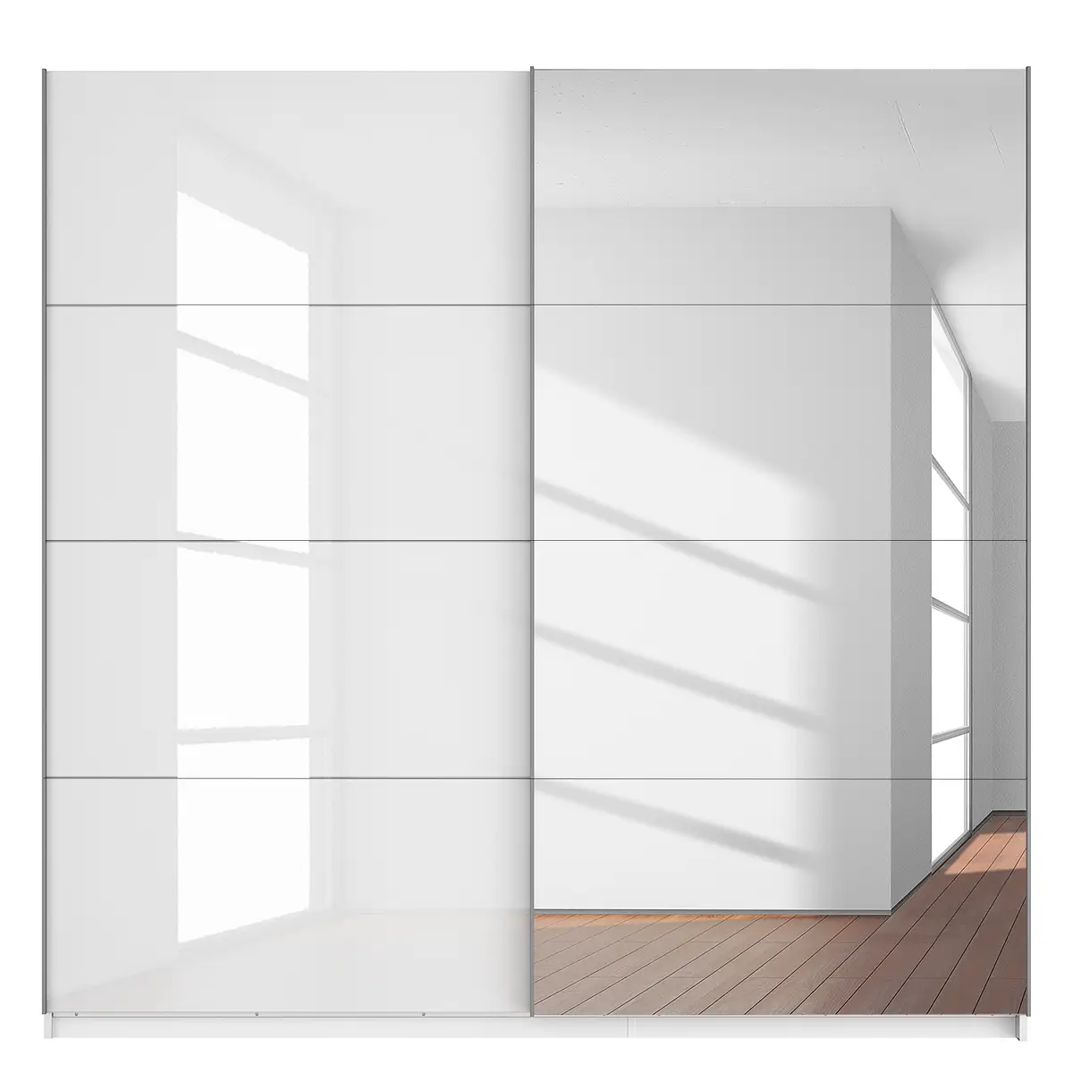 Schwebetürenschrank gloss reflect | Weiß