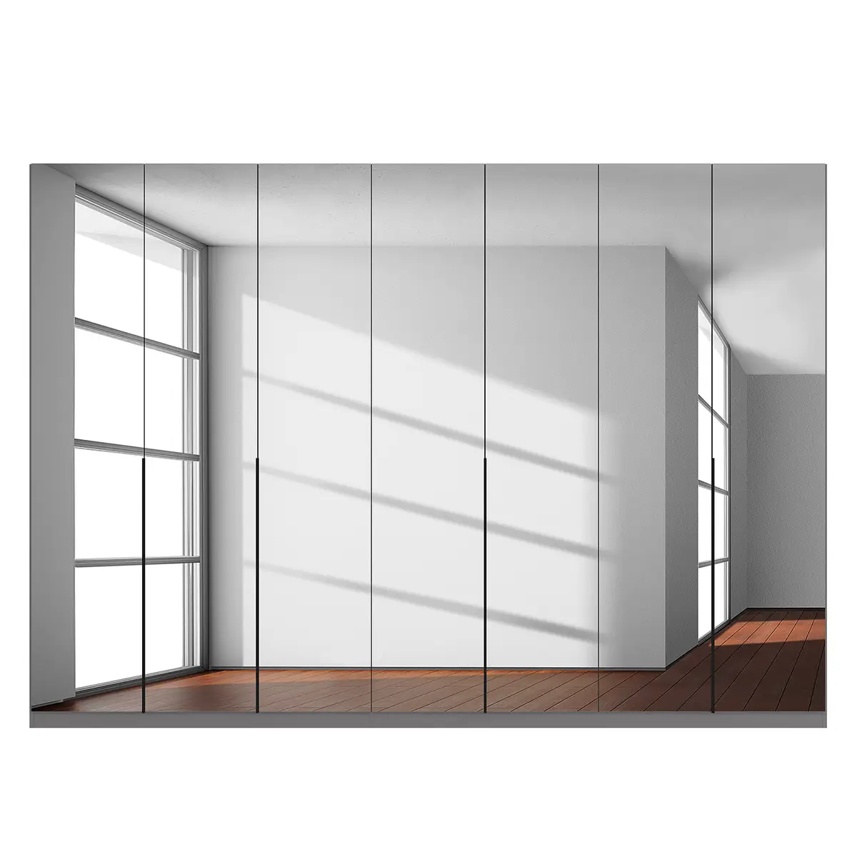 Drehtürenschrank reflect+ 315 x 222cm Schwarz/Grauspiegel Basic