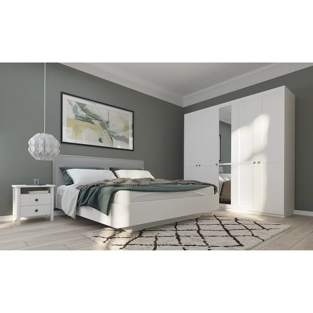 Drehtürenschrank country reflect | Weiß