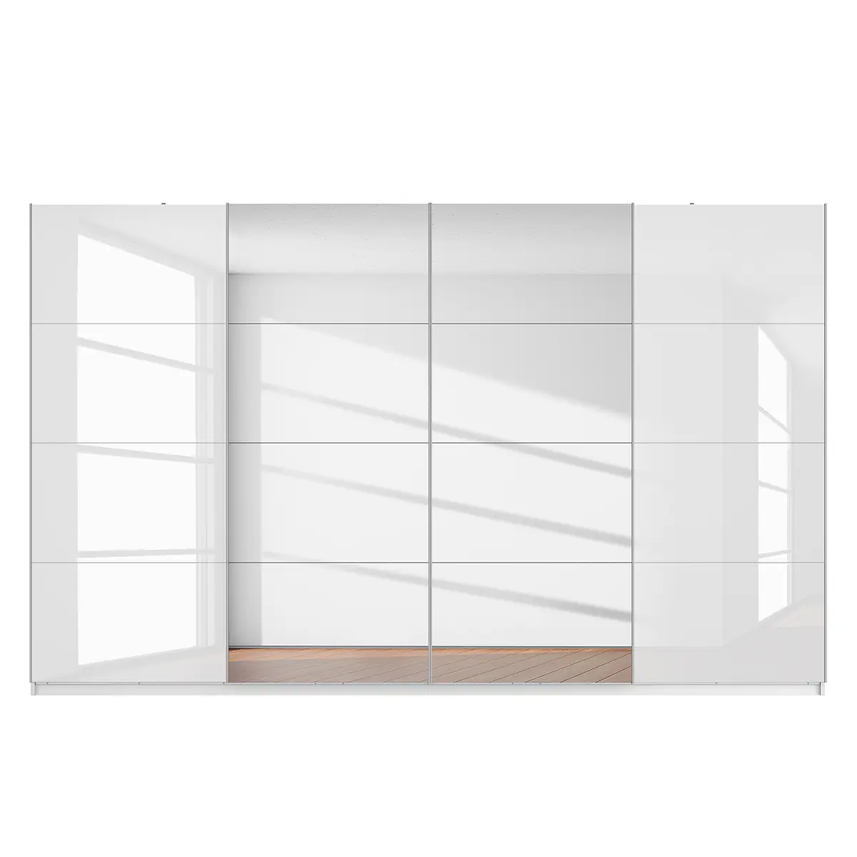 Schwebetürenschrank gloss reflect | Weiß