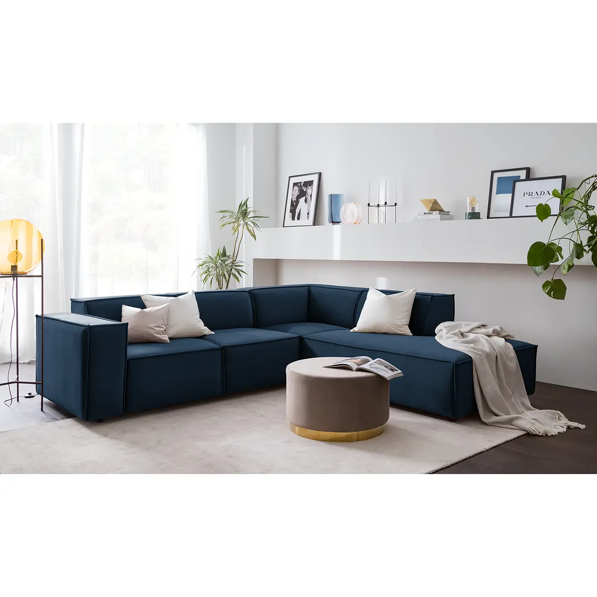 Ecksofa mit Ottomane Shyla | Blau