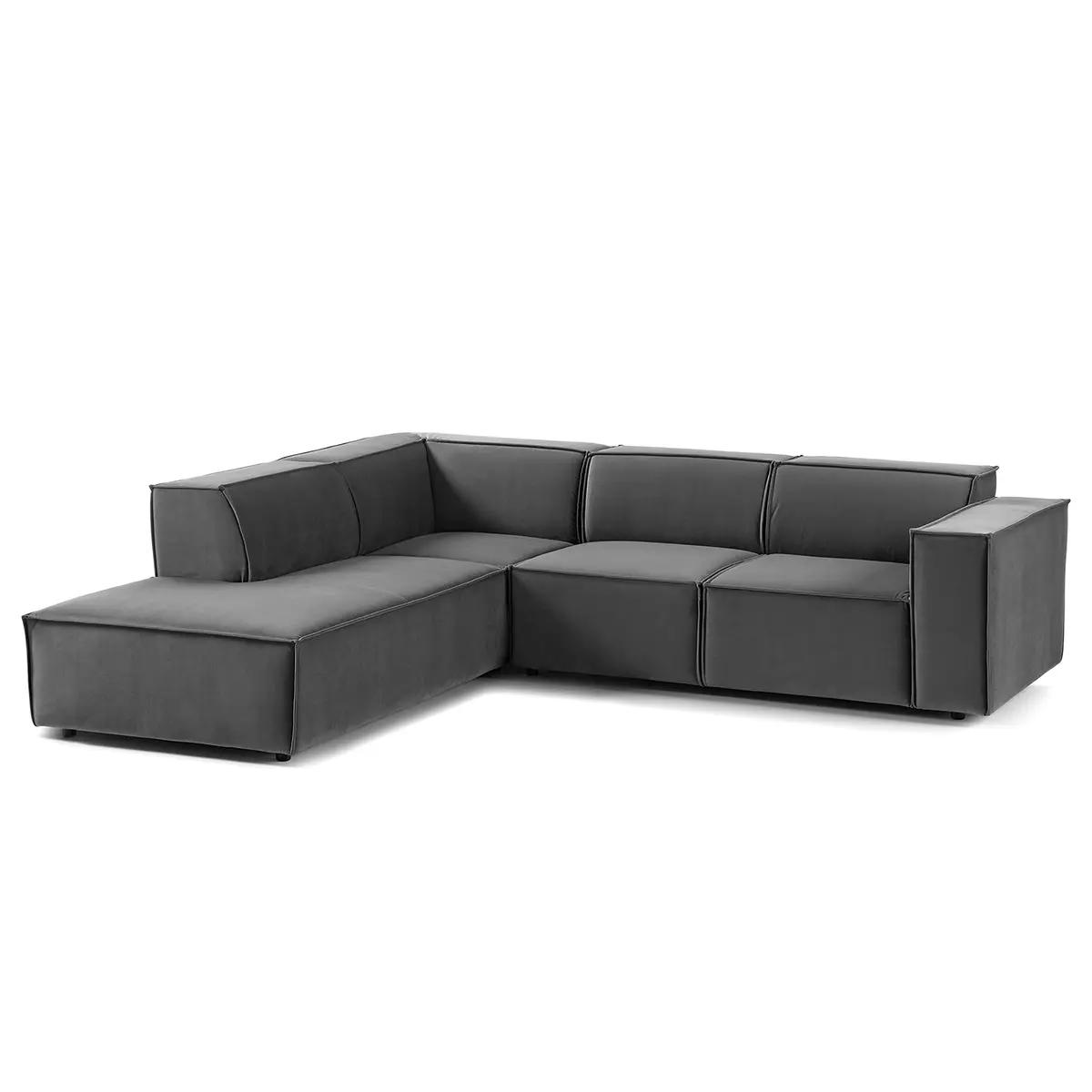 Ecksofa mit Ottomane Grau/Grau Samt Shyla | Grau
