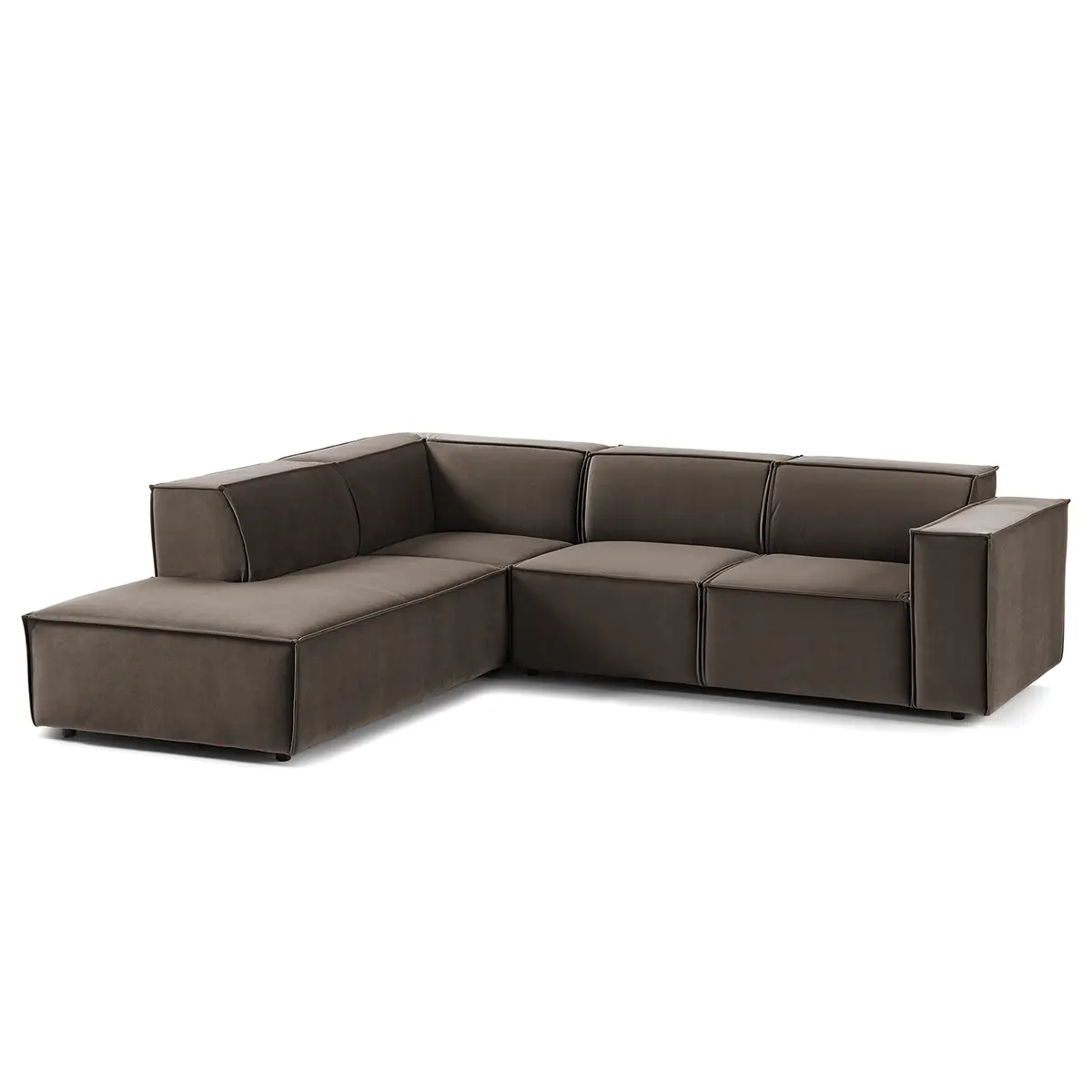 Ecksofa mit Ottomane Samt Shyla | Braun