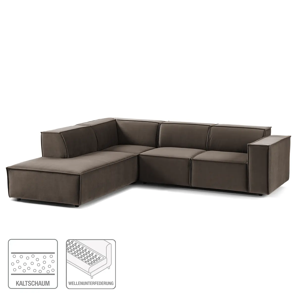 Ecksofa mit Ottomane Samt Shyla | Braun