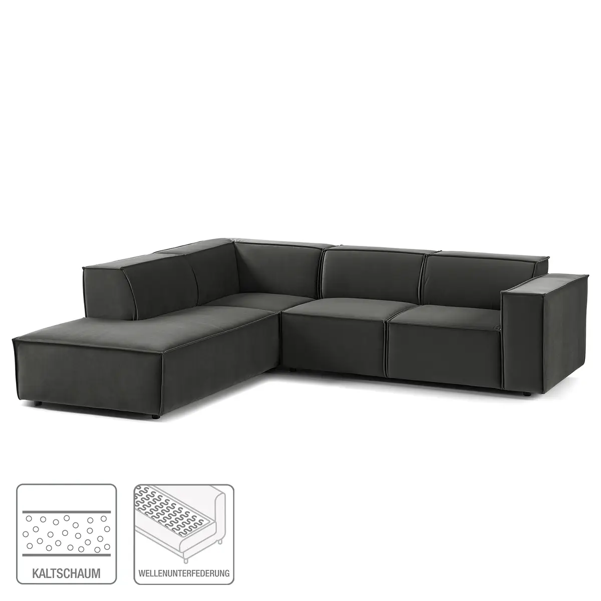 Ecksofa mit Ottomane Grau/Grau Samt Shyla | Grün