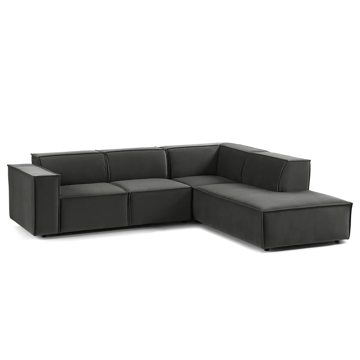 Ecksofa mit Ottomane Grau/Grau Samt Shyla | Grün