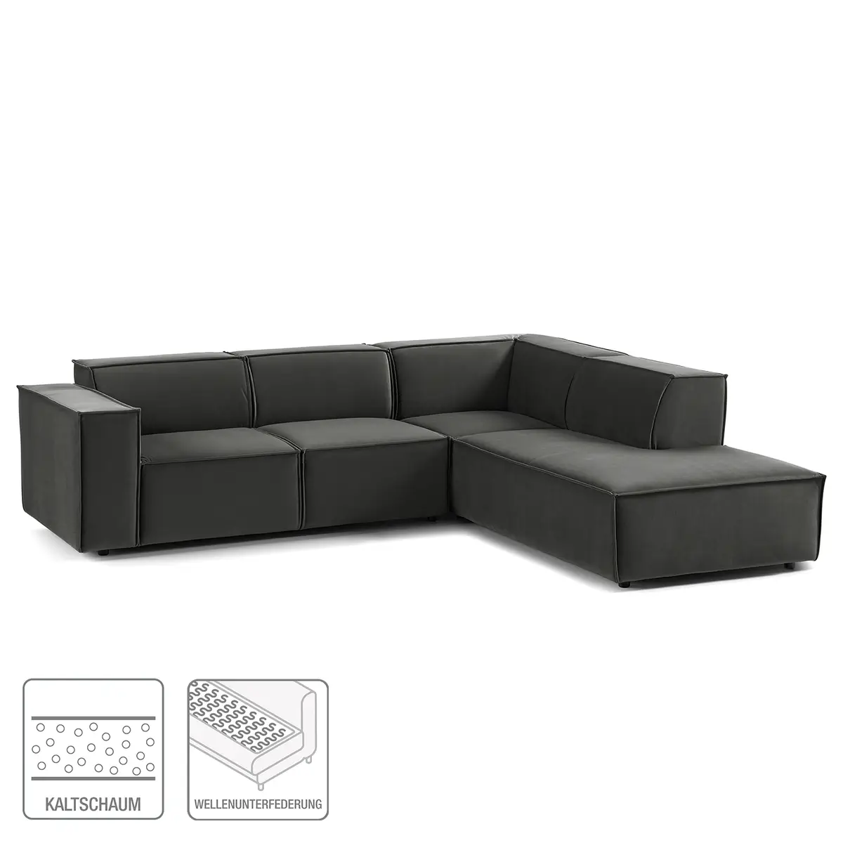 Ecksofa mit Ottomane Grau/Grau Samt Shyla | Grün