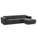 Ecksofa mit Longchair Grau/Grau Samt Shyla | Grau