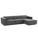 Ecksofa mit Longchair Grau/Grau Samt Shyla | Grau