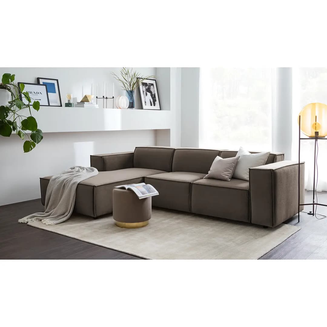 Ecksofa mit Longchair Shyla | Braun