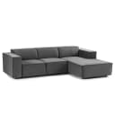 Ecksofa mit Longchair Grau/Grau Samt Shyla | Grau