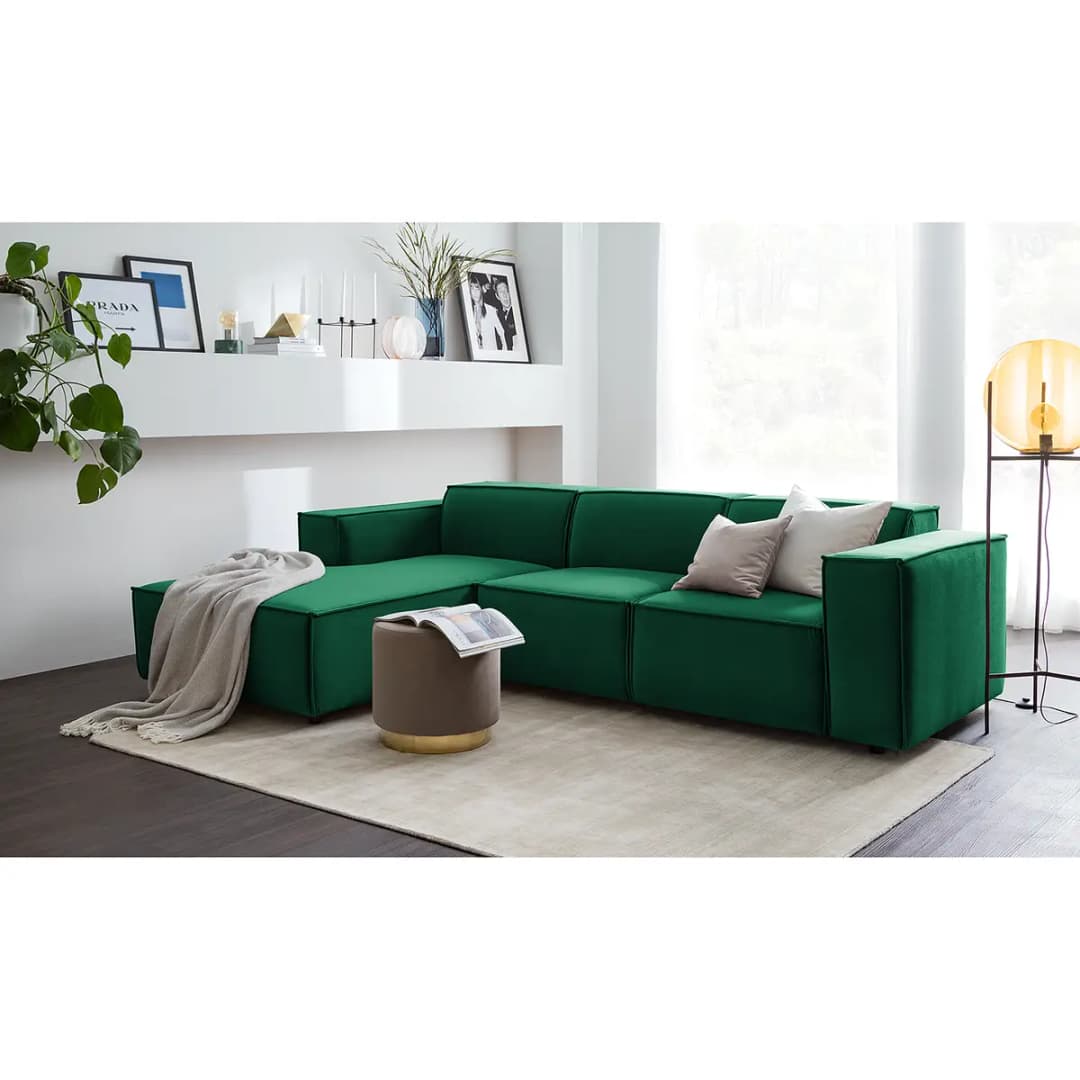 Ecksofa mit Longchair Shyla | Grün
