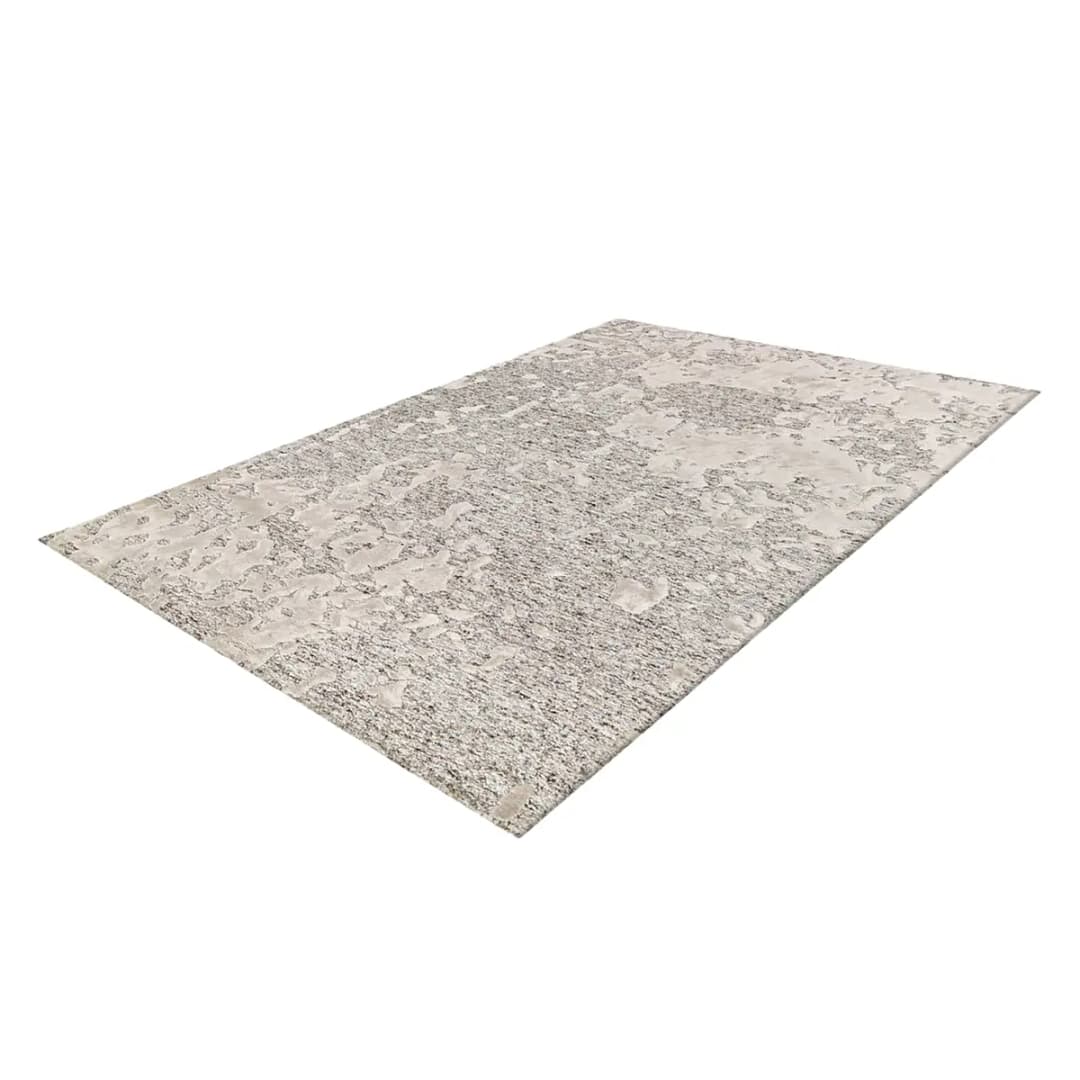 Kurzflorteppich Damast I Weiß 80 x 150cm Wolle | Weiß