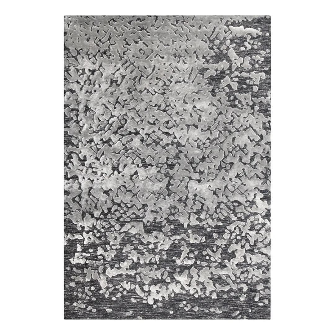 Kurzflorteppich Damast Cozy Grau 120 x 180cm Wolle | Grau