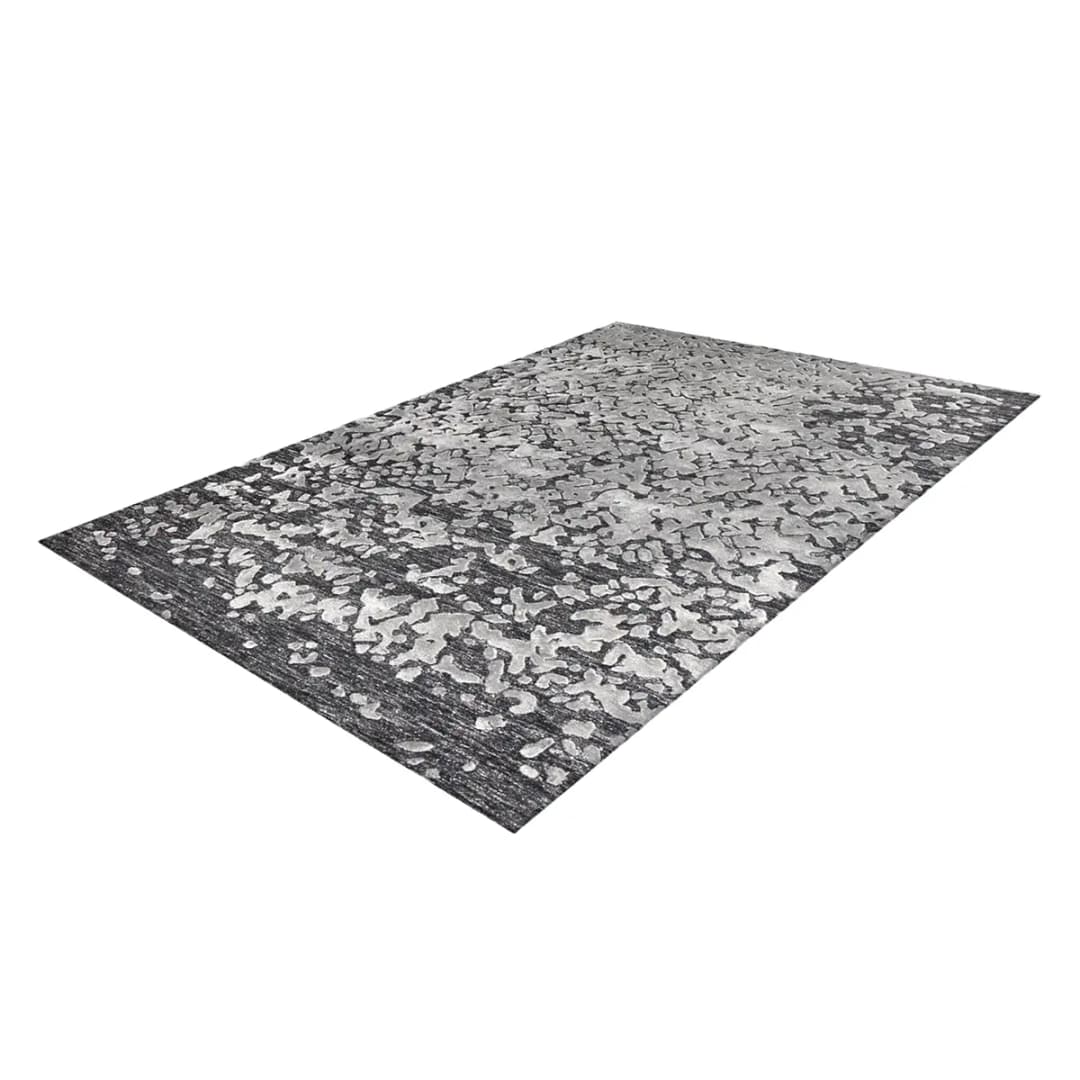 Kurzflorteppich Damast Cozy Grau 120 x 180cm Wolle | Grau