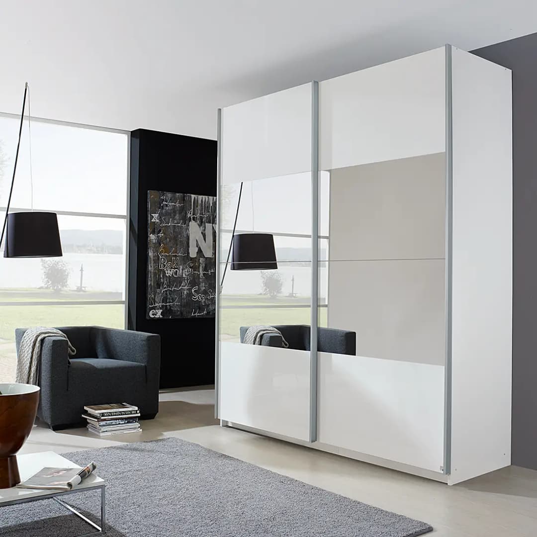 Schwebetürenschrank Beluga-Plus 137 x 236cm Weiß | Weiß