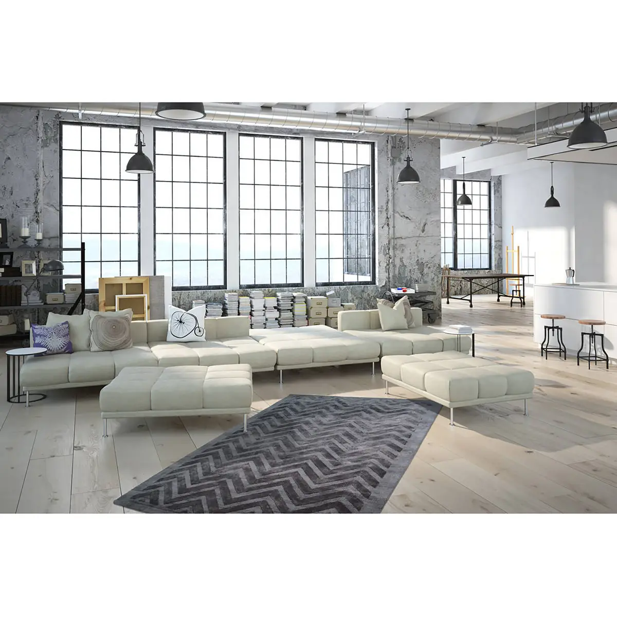 home24 Kurzflorteppich Luxury 410 Grau 80 x 150cm Webstoff | Grau