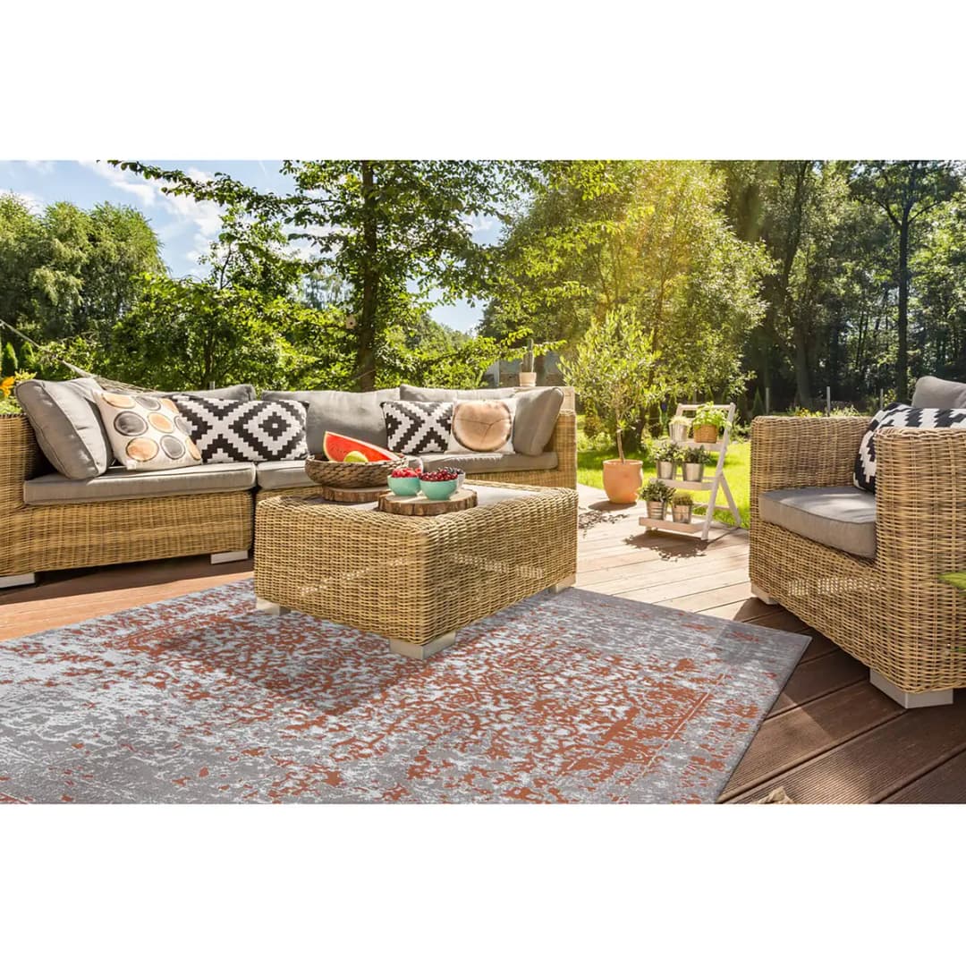 In-/Outdoorteppich Sunny 310 I Beige/Rostbraun Webstoff 80 x