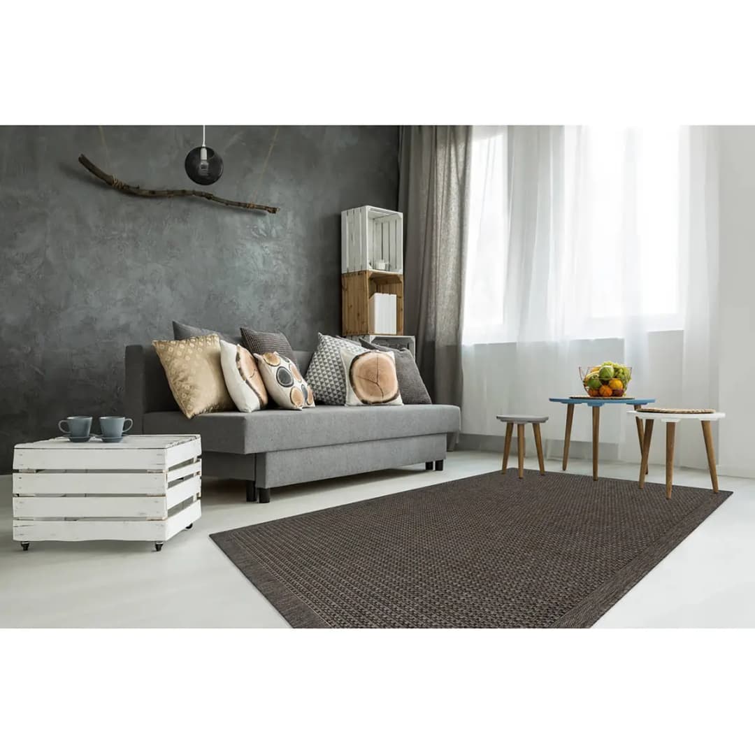 Kurzflorteppich Indonesia-Kediri Grau/Taupe Webstoff 80 x 150cm