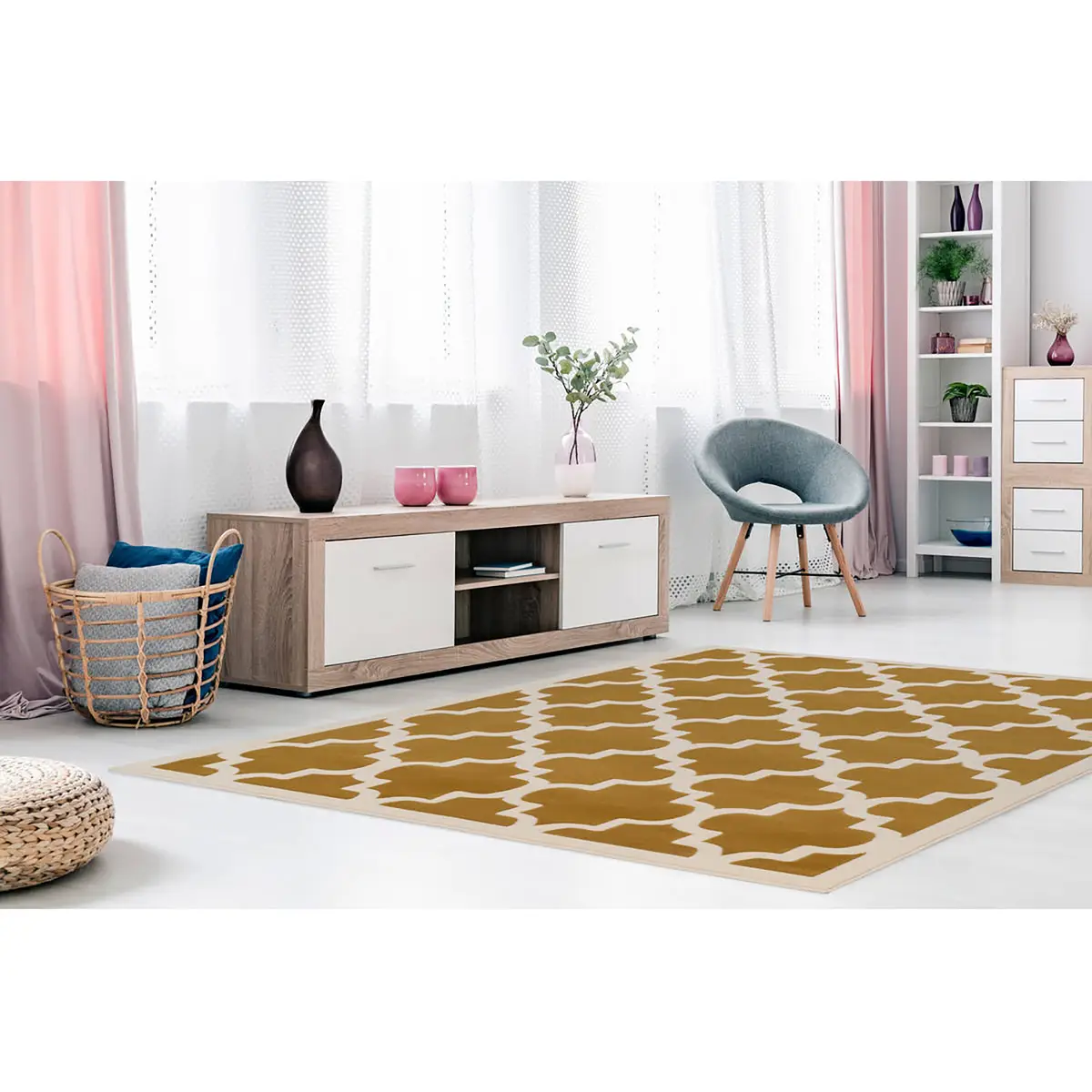 Kurzflorteppich Manolya 2097 Beige/Gold | Beige