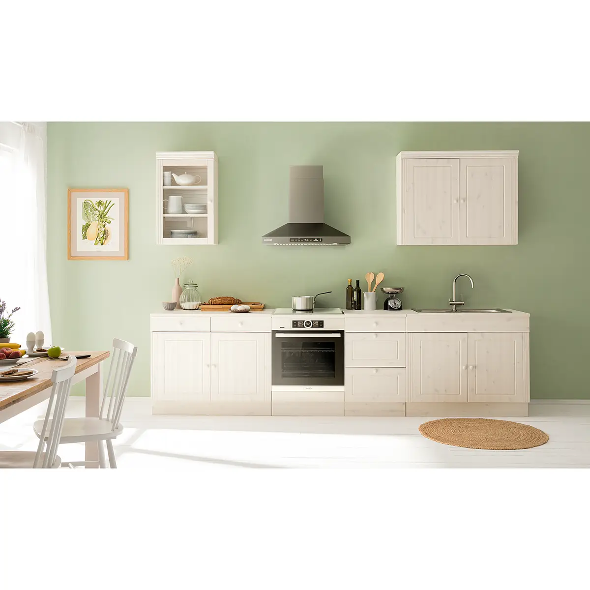Massiver Hängeschrank Typ A 50cm Weiß/Kiefer Weiß | Holztöne