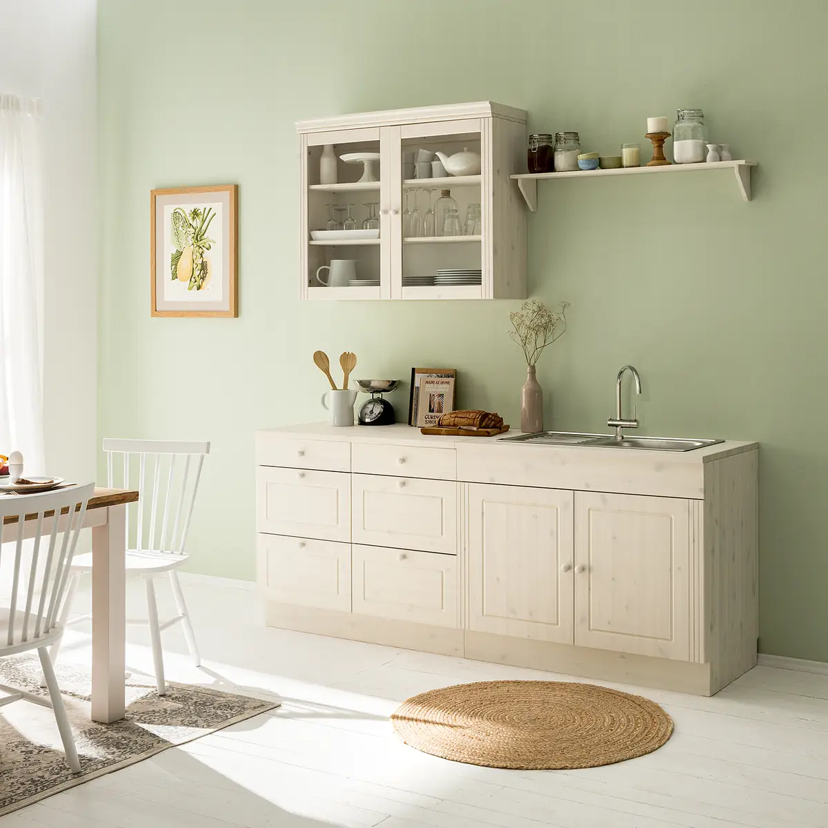 Massiver Hängeschrank Typ A 100cm Weiß/Kiefer Weiß | Weiß