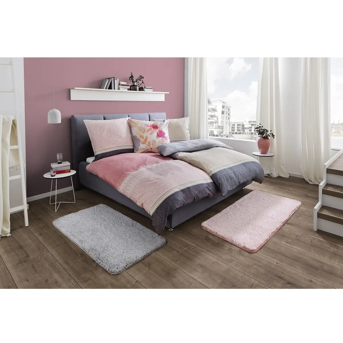 Mako-Satin-Bettwäsche Estrella | Rosa