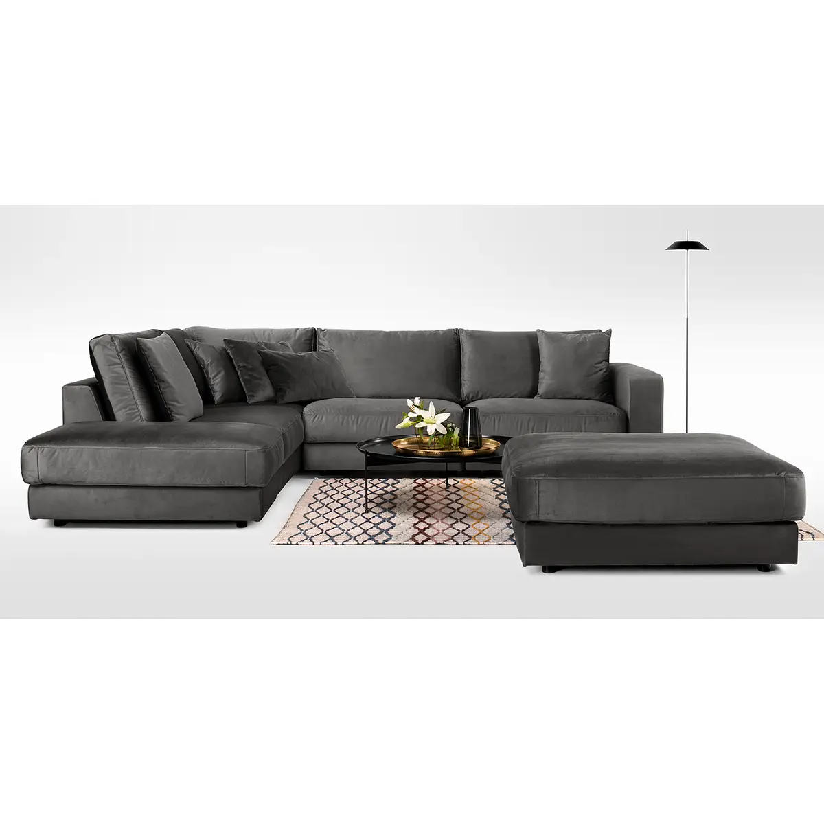 Polsterhocker Oakey I | Grau