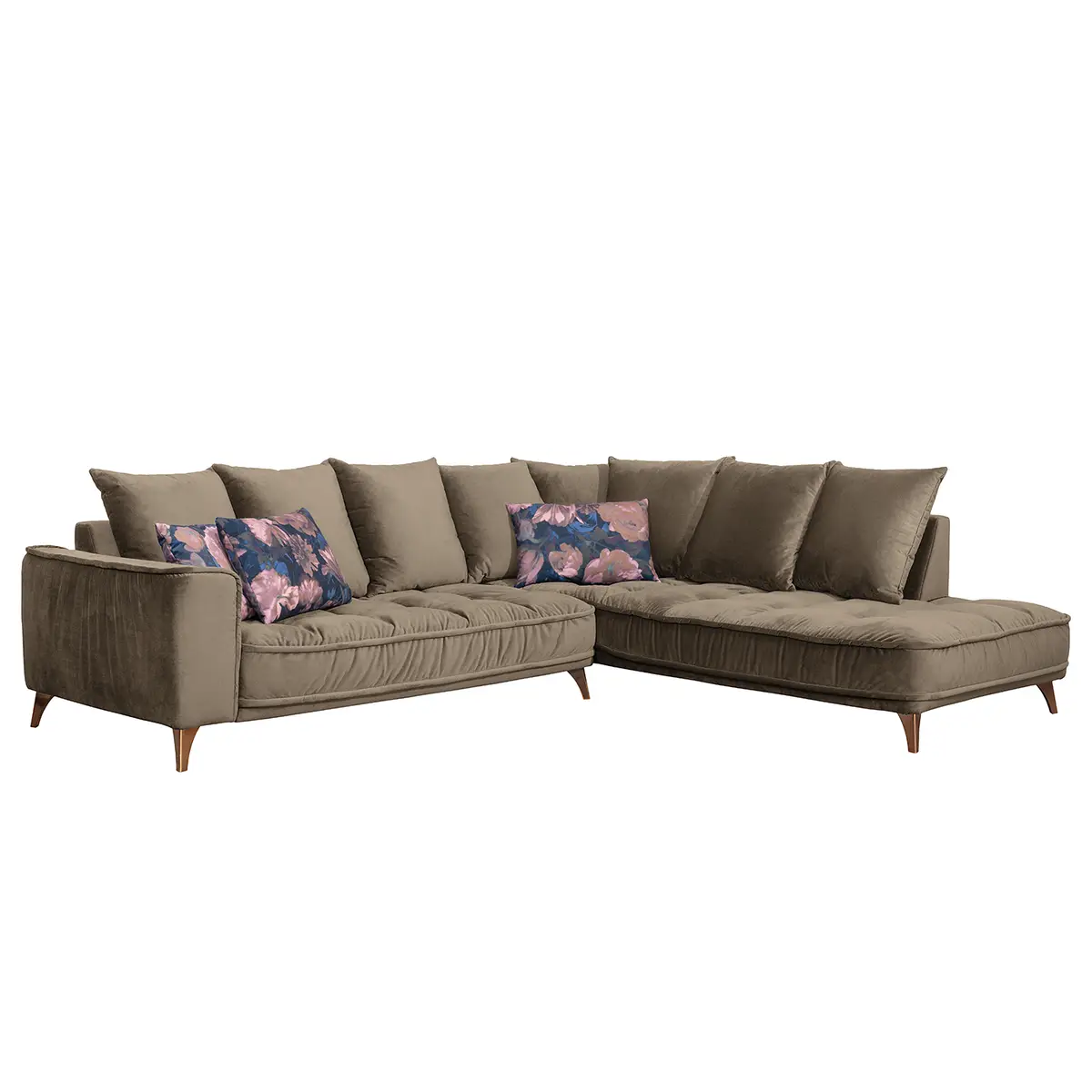 Ecksofa Braun/Braun Samt | Braun