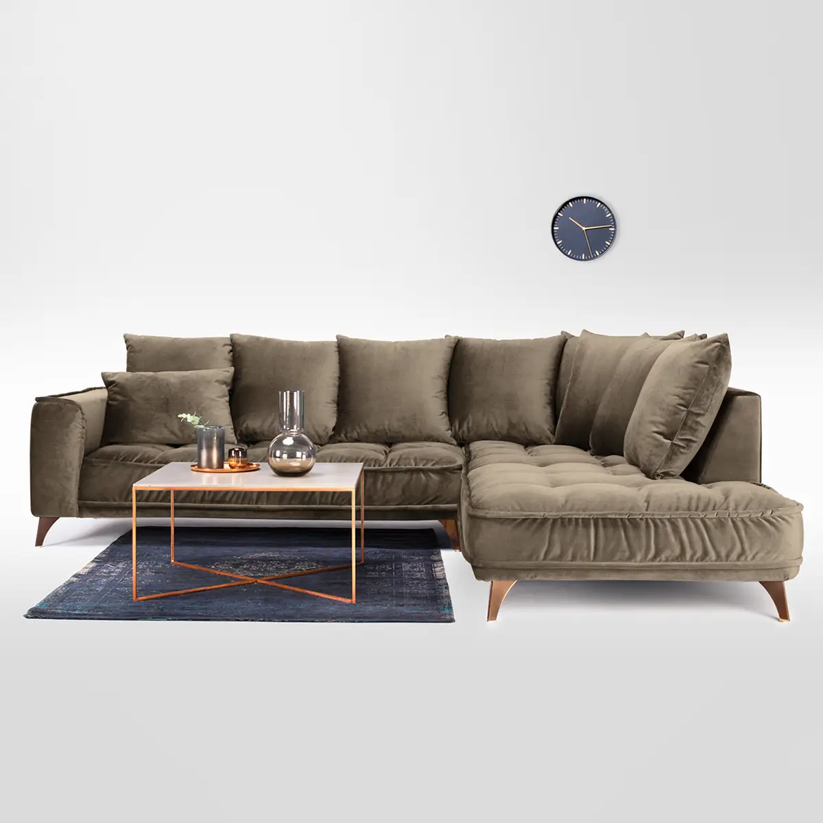 Ecksofa Braun/Braun Samt | Braun