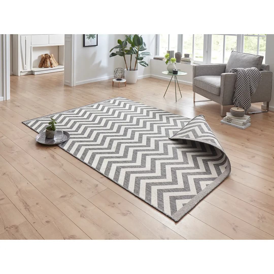 In-/Outdoorteppich Palma Grau/Grau Webstoff 80 x 150cm | Grau