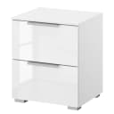 Nachtkommode x2 40cm Weiß/Hochglanz Weiß/Alpinweiß Aluminium