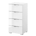 Kommode x4 40cm Weiß/Hochglanz Weiß/Alpinweiß Chrom | Weiß