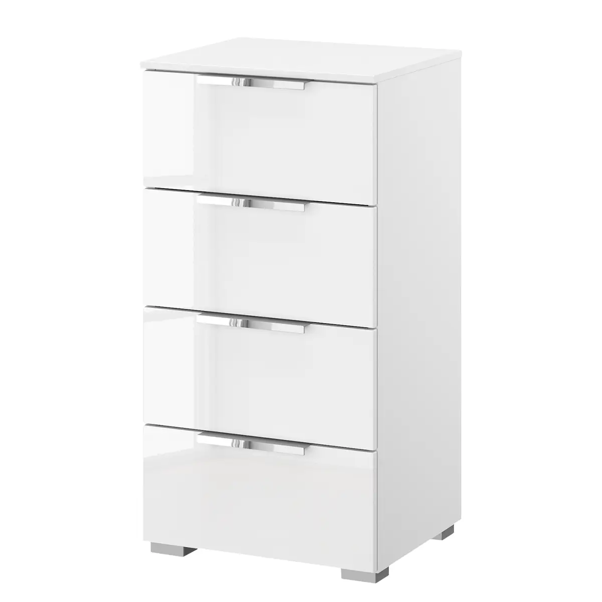 Kommode x4 40cm Weiß/Hochglanz Weiß/Alpinweiß Chrom | Weiß